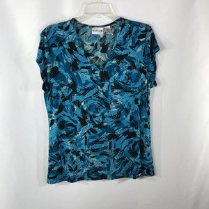 CHICO'S BLUE SIZE 2 BLOUSE